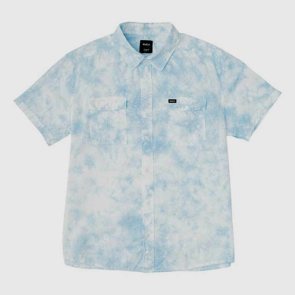 RVCA COBALT DESTROY TIE-DYE BUTTON UP SHIRT
